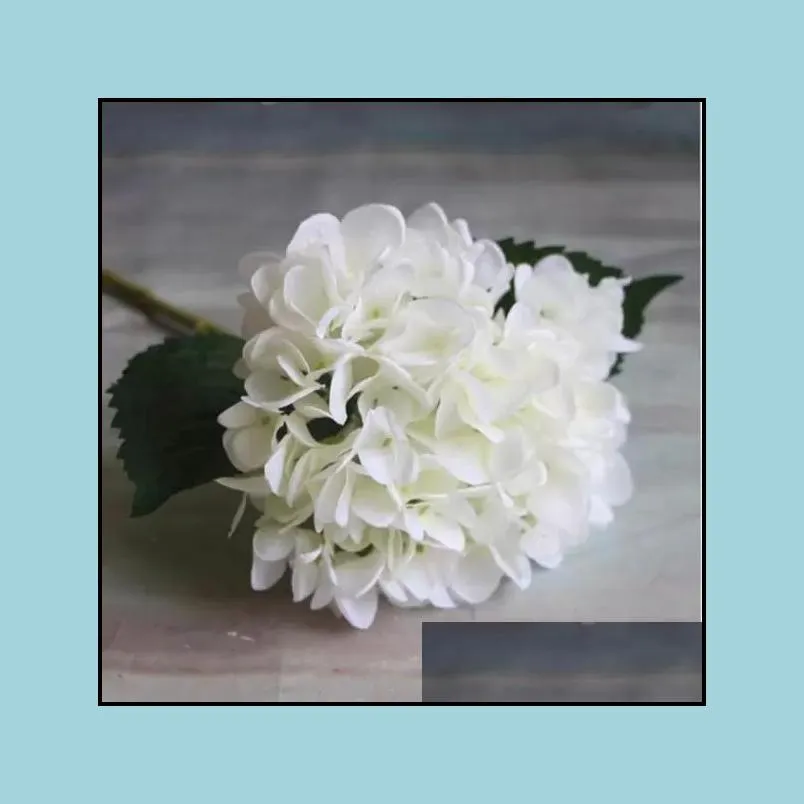 artificial hydrangea flower head fake silk single real touch hydrangeas 8 colors for wedding centerpieces home party decorative flowers