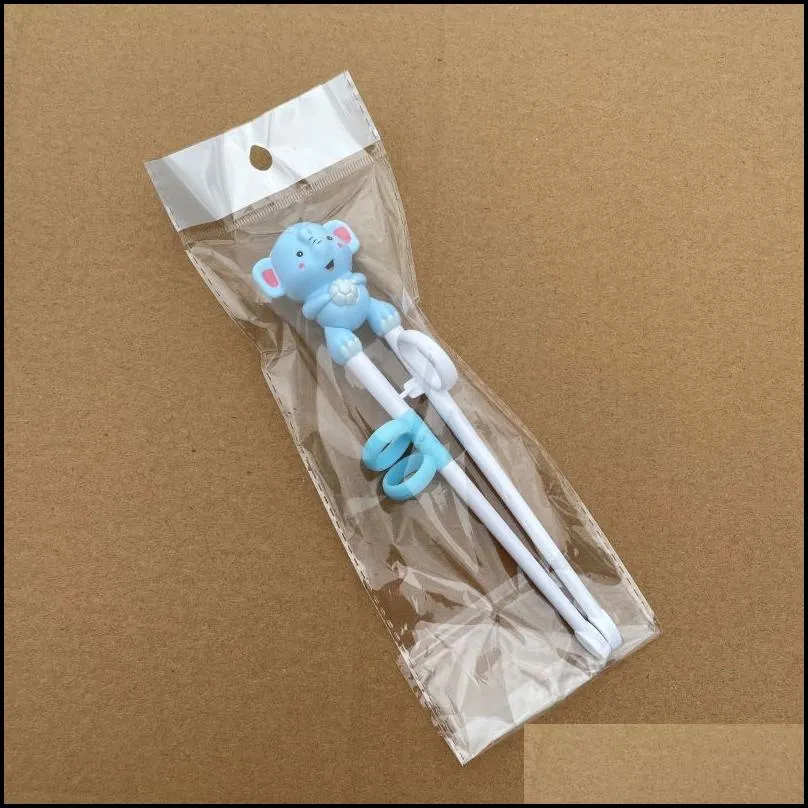 baby learning training chopsticks cartoon animal shaped reusable cute kids utensils non slip chopstick