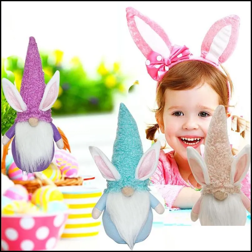 easter party bunny gnome faceless dwarf doll plush rabbit dwarves holiday spring event table decoration home accessories