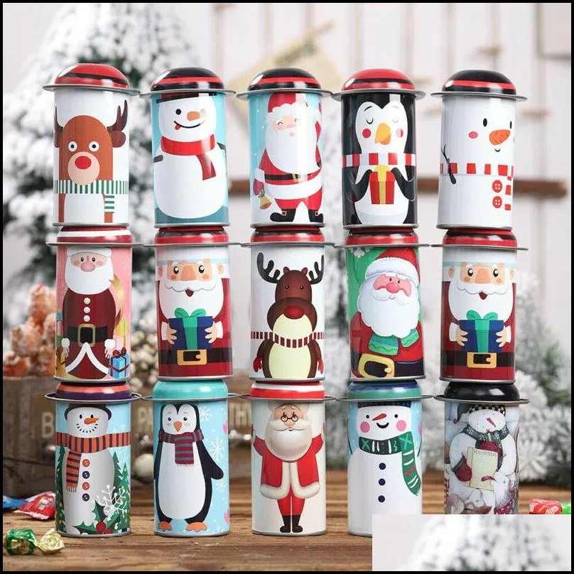 christmas candy tin box merry xmas santa claus snowman pattern snack candy storage boxes children sweets gift happy new year home