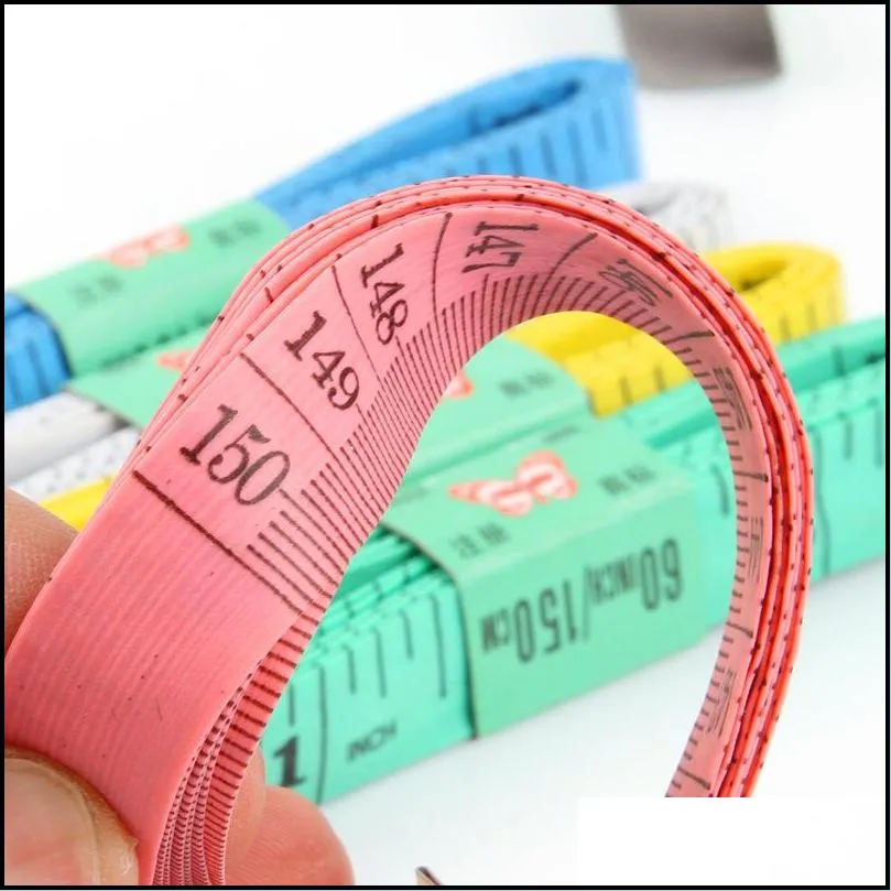 colorful plastic soft ruler measuring clothing tape measuring tool tape ruler home practical sewing ruler 1.5m with iron head