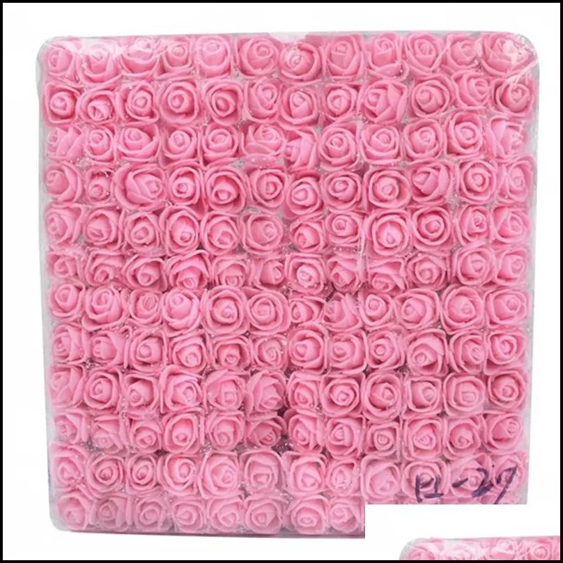 144pcs/lot 2cm lace foam rose head diy rose garland wedding party valentine day gift flower decor