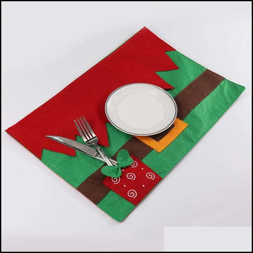 christmas table mat santa belt merry christmas table dish bowl food placemat with cutlery holder xmas dinner decor