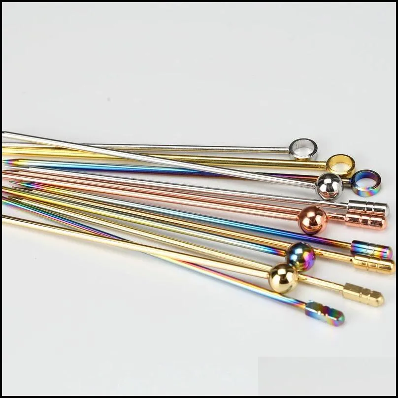 stainless steel martini cocktail pick fruit sticks titanium gold rose gold colors bar tools drink stirring sticks martini picks