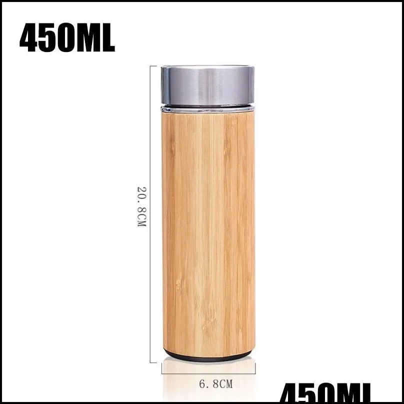 360ml 450ml bamboo travel thermos cup stainless steel water bottle vacuum flasks insulated thermos mug tea bardak cups