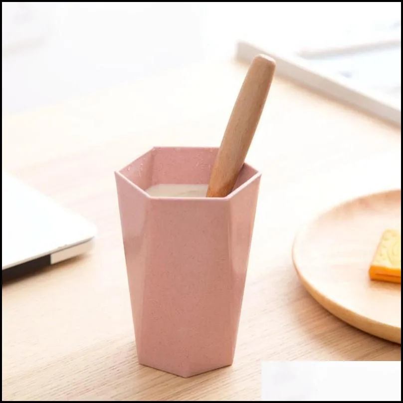 ecofriendly wheat straw cup rhombus gargle cup portable toothbrush cup couples water chalice home bathroom accessories