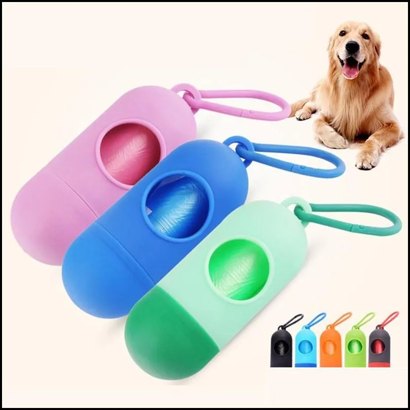 pickup pet bags portable garbage bags with plastic pill shape storage box cat dog poo cleanup waste bag pet cleaning supplies