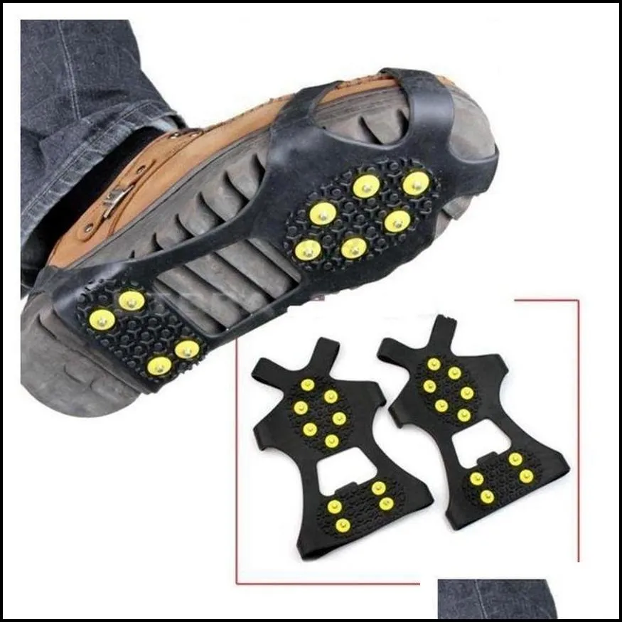 ice snow grips cleat over shoes 10 steel studs ice cleats boot rubber spikes antislip snow ski gripper ice climbing footwear