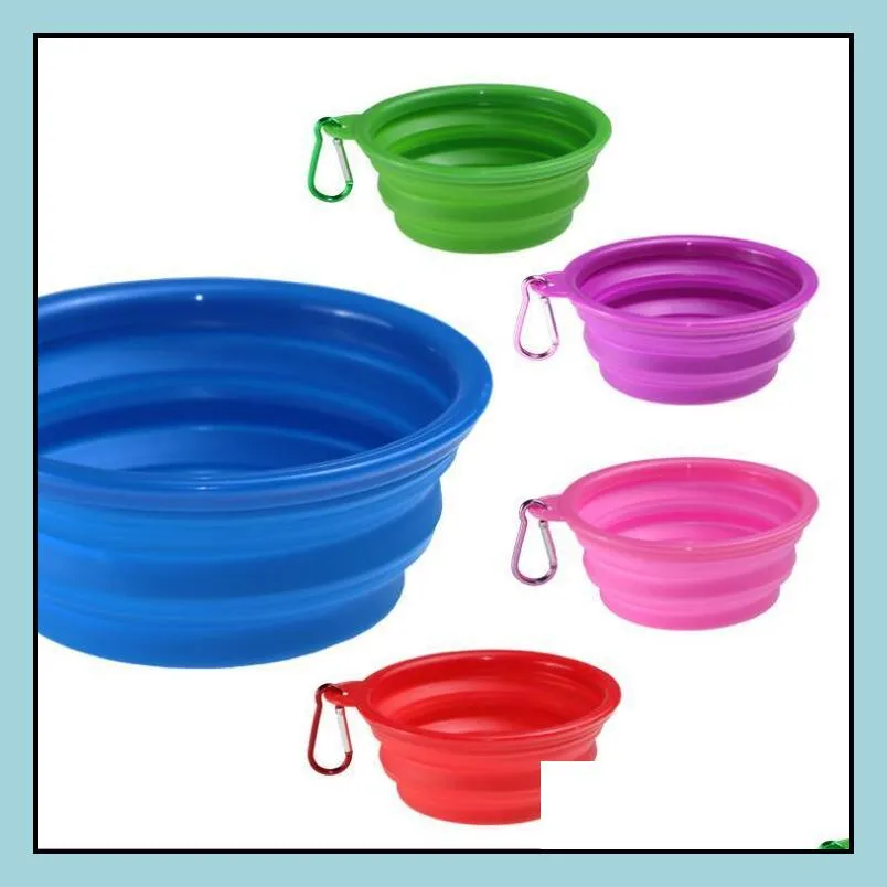 pet dog bowls folding portable dog food container silicone pet bowl puppy collapsible bowls pet feeding bowls with climbing buckle