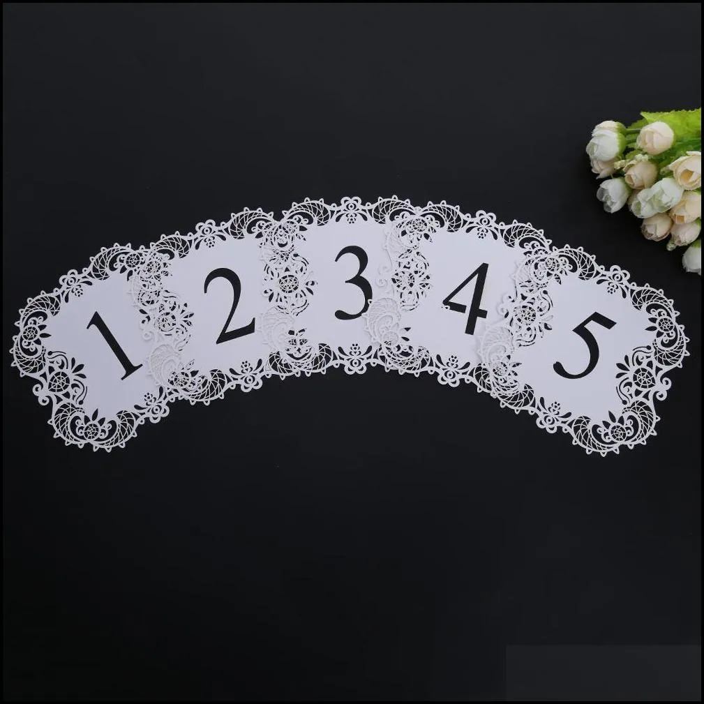 white hollow cut table number cards 110 wedding supplies table centerpiece decorations wedding engagement party decor