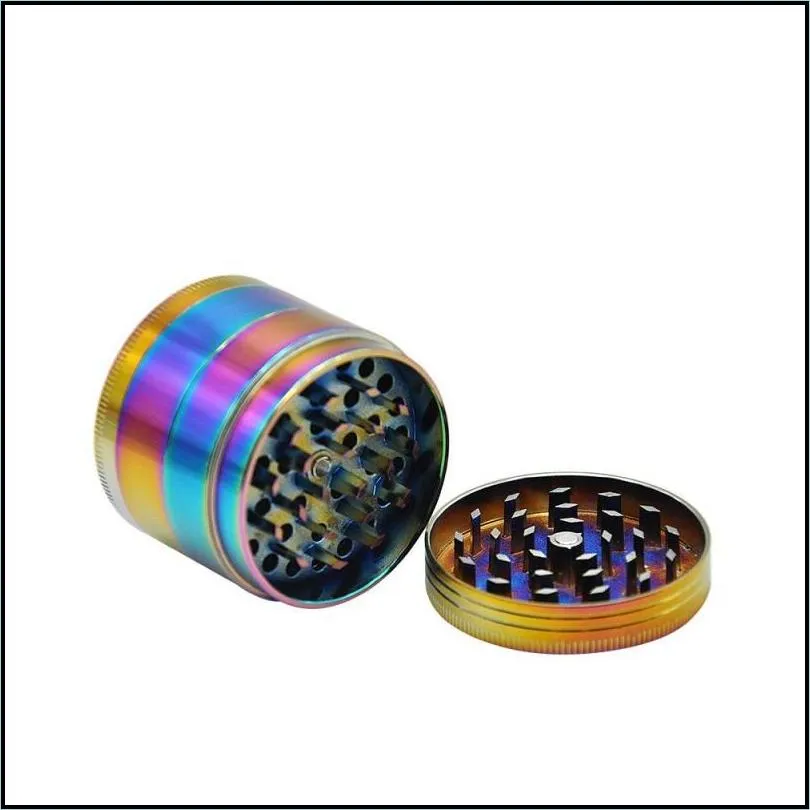 rainbow color herb grinder 4layer 40/50/60mm in diameter metal zinc alloy crusher smoking hand muller tobacco grinder