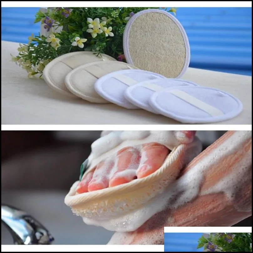 soft exfoliating loofah natural body back sponge strap handle bath shower massage spa scrubber brush skin body washing pad