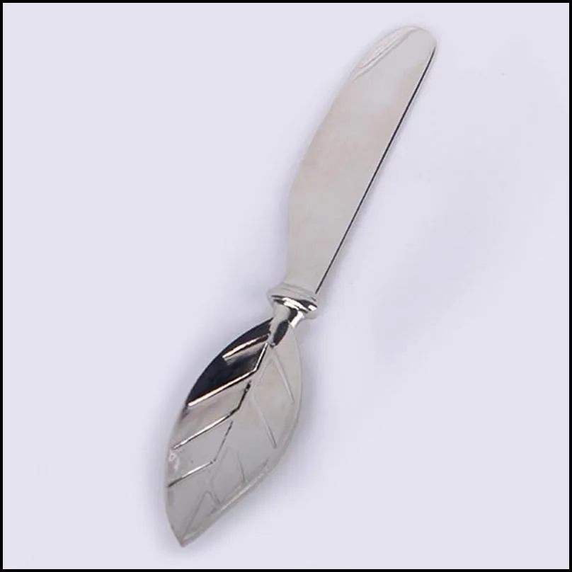 leaf shape butter knife cream cheese zinc alloy spreader wedding party favors silver cake butter knife