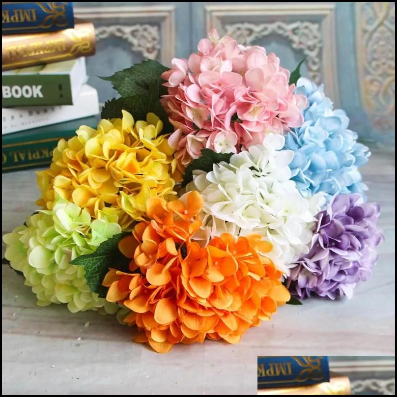 artificial hydrangea flower head fake silk single real touch hydrangeas for wedding centerpieces home party decorative flowers