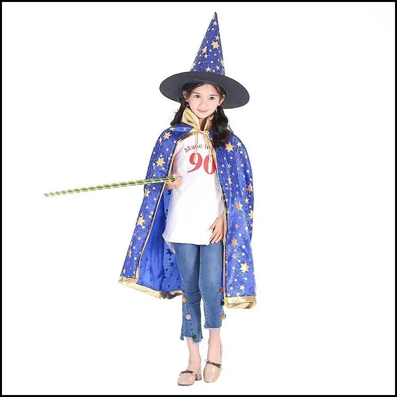 halloween cloak cap for festival fancy dress children costumes witch wizard gown robe and hats costume cape kids