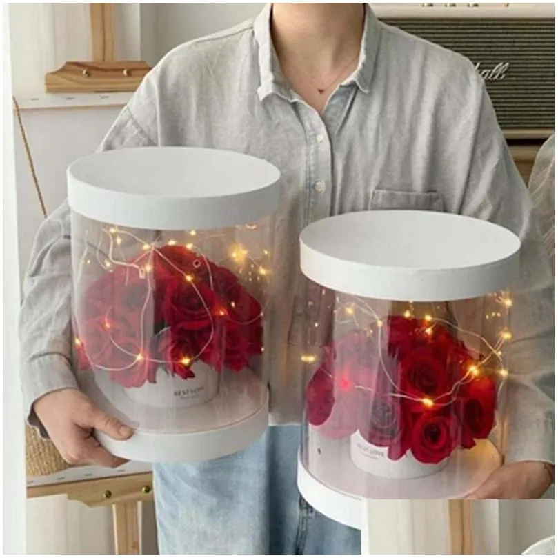florist flower package box clear pvc diy flower bouquet package box valentine day mothers day flower gift package