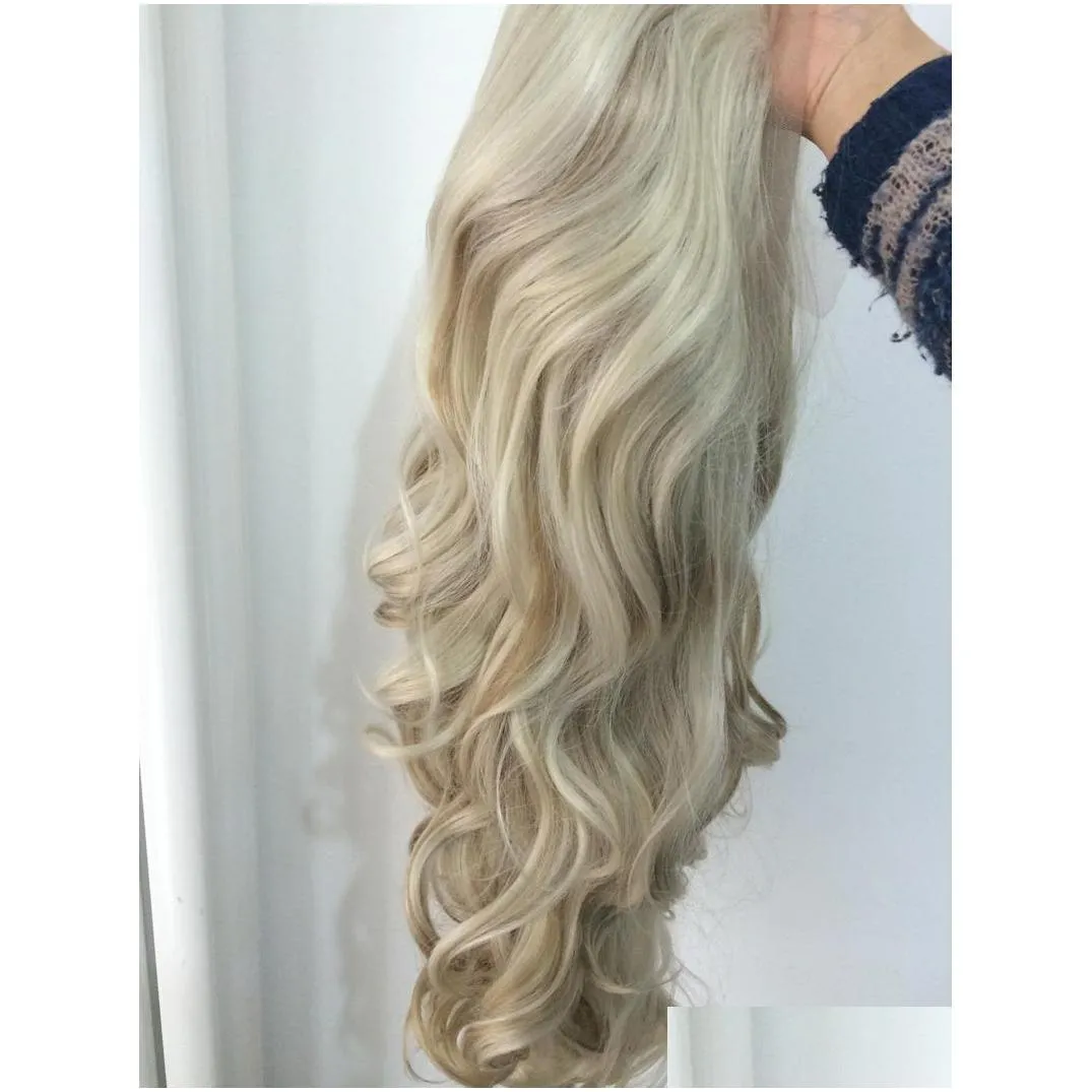 synthetic wigs long lace front wig gold ombre blonde curly body wave for black women frontal cosplay drag queen everyday hair