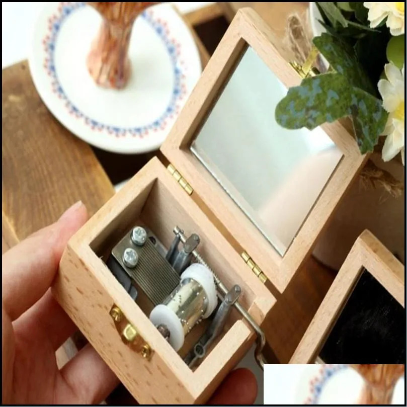 wooden mini music box cartoon animal rabbit elephant puppy bear musical instrument manual music blank case