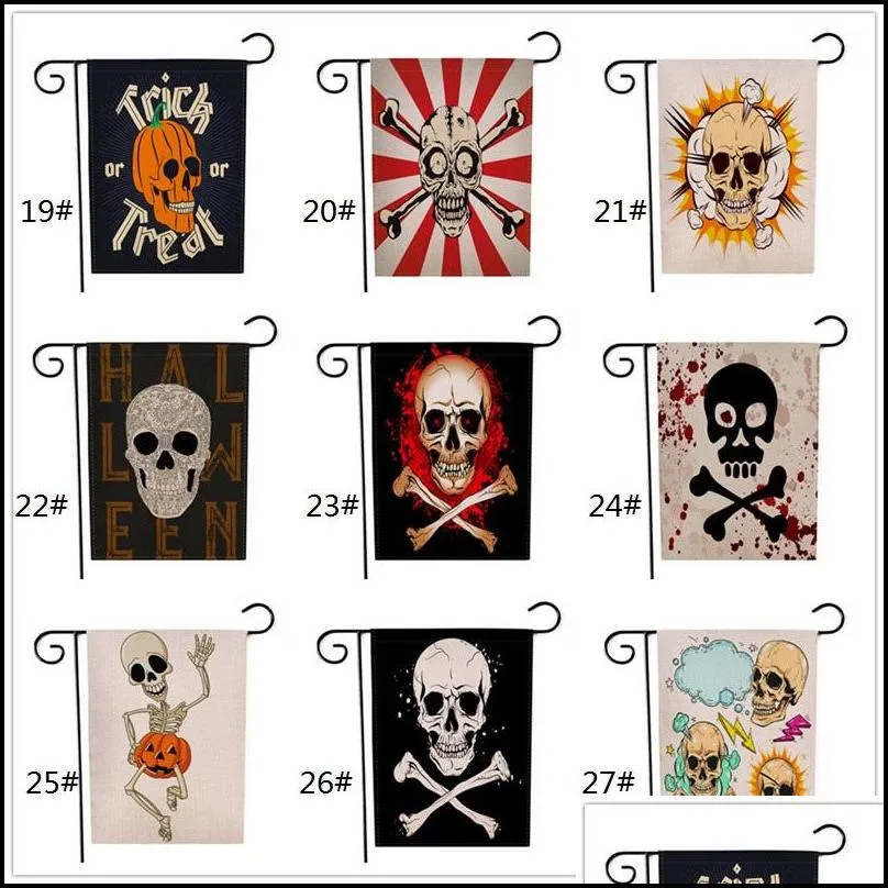 christmas flax garden flag 47x32cm double sided digital printed linen garden flag halloween pumpkin skull christmas elk garden