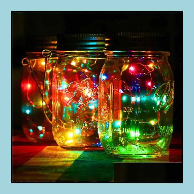 mason jar lid led solar fairy light party supplies 10 led bulb firefly jars lids christmas wedding decoration