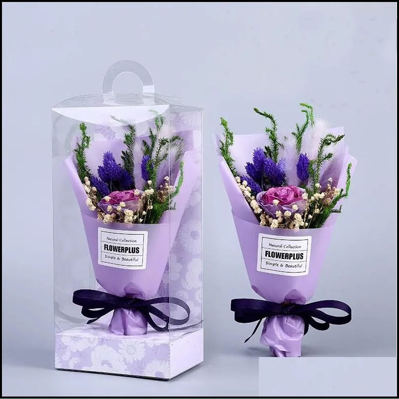 mothers day dried flower bouquet box artificial dried flowers bouquet mothers day mini bouquet pvc gift box