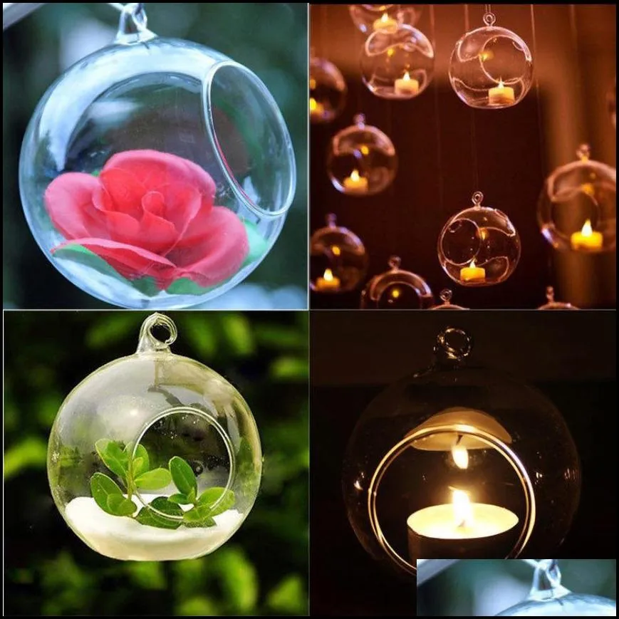 80mm hanging tealight holder glass globes terrarium wedding candle holder candlestick vase home hotel bar decoration