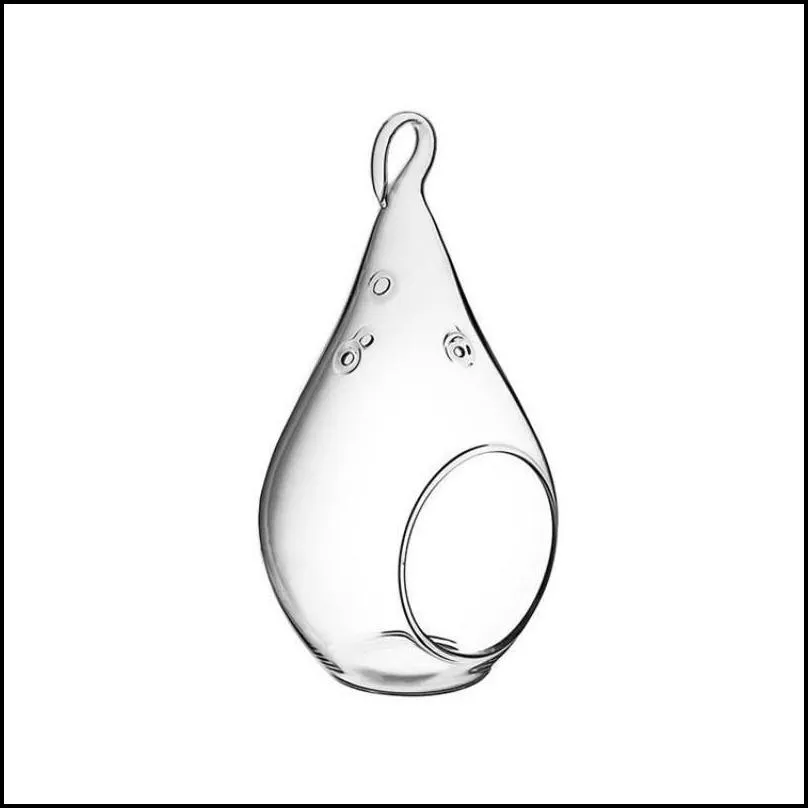 teardrop glass hanging plant terrarium clear glass balls container glass candle holder for home decoration wedding decoration