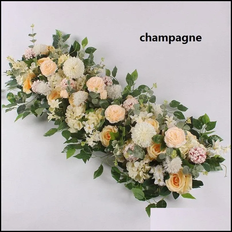 50cm diy artificial arch flowers row acanthosphere rose eucalyptus wedding decor rose peony hydrangea plant ornament