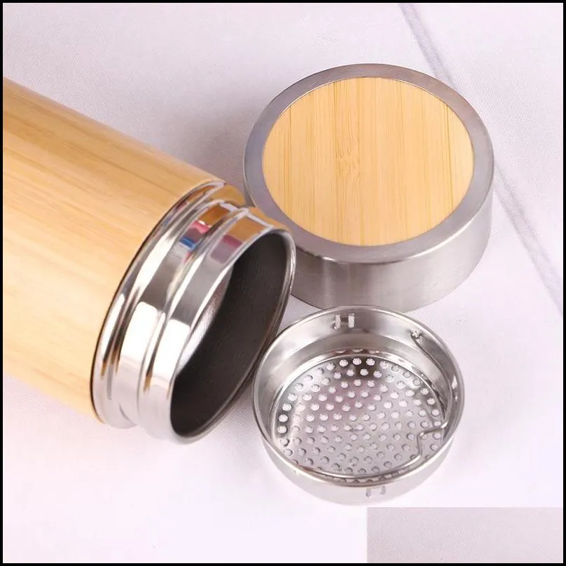 360ml 450ml bamboo travel thermos cup stainless steel water bottle vacuum flasks insulated thermos mug tea bardak cups