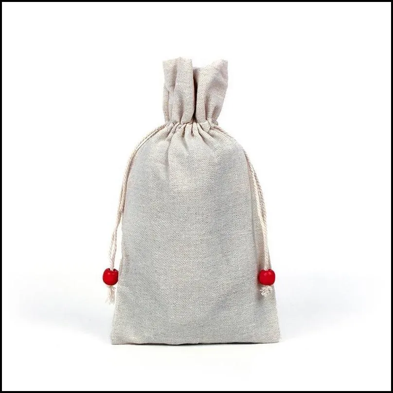 christmas linen drawstring gifts bag santa clause snowflake snowman xmas burlap storage pouch xmas birthday party candy bag