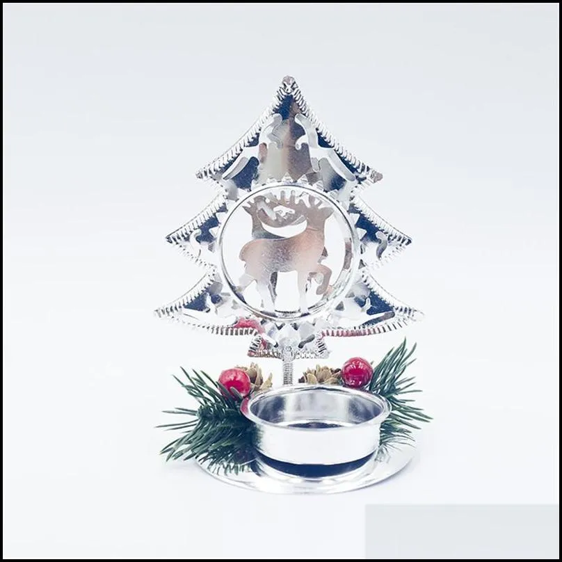 christmas desktop candle decoration iron heart tree snowflake design candle holder merry xmas candlestick table top decoration