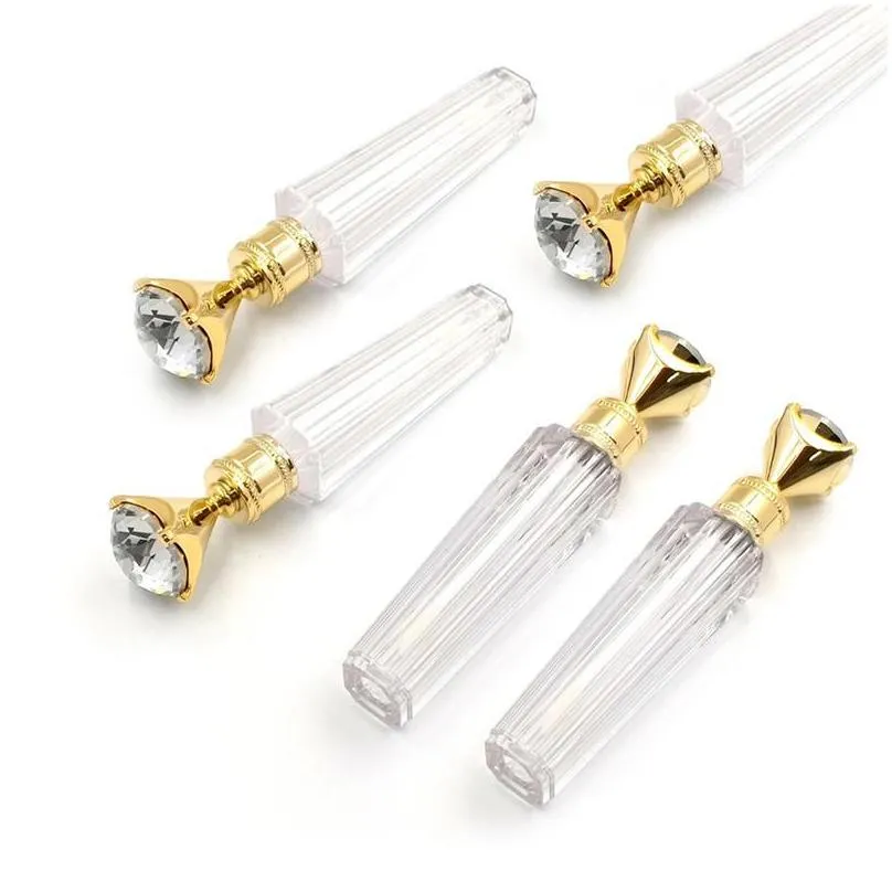 3ml diamond lip gloss tubes fashion clear empty lip gloss tube lip care serum bottle refillable lips gloss bottles