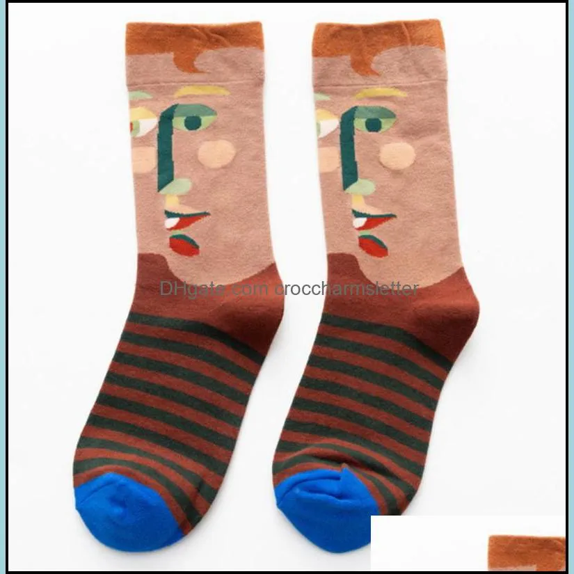 new women long sock cartoon print creative fashion personalized novelty men women socks winter warm comfortable cotton socks