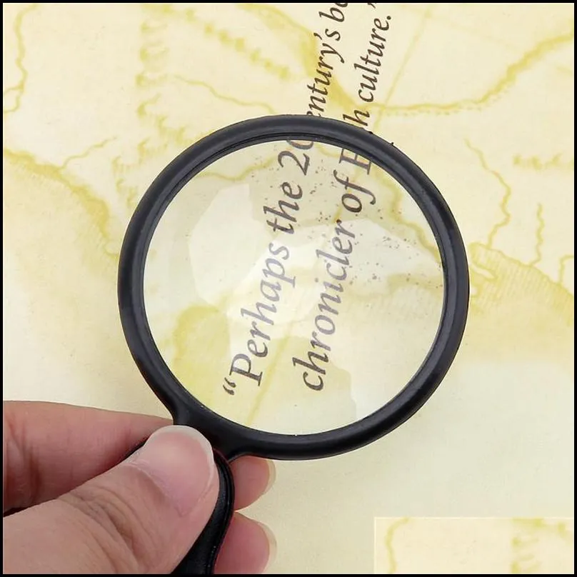 portable mini black reading magnifying 50mm 60mm handhold magnifier lens foldable pocket optical lens tool with cortical protective