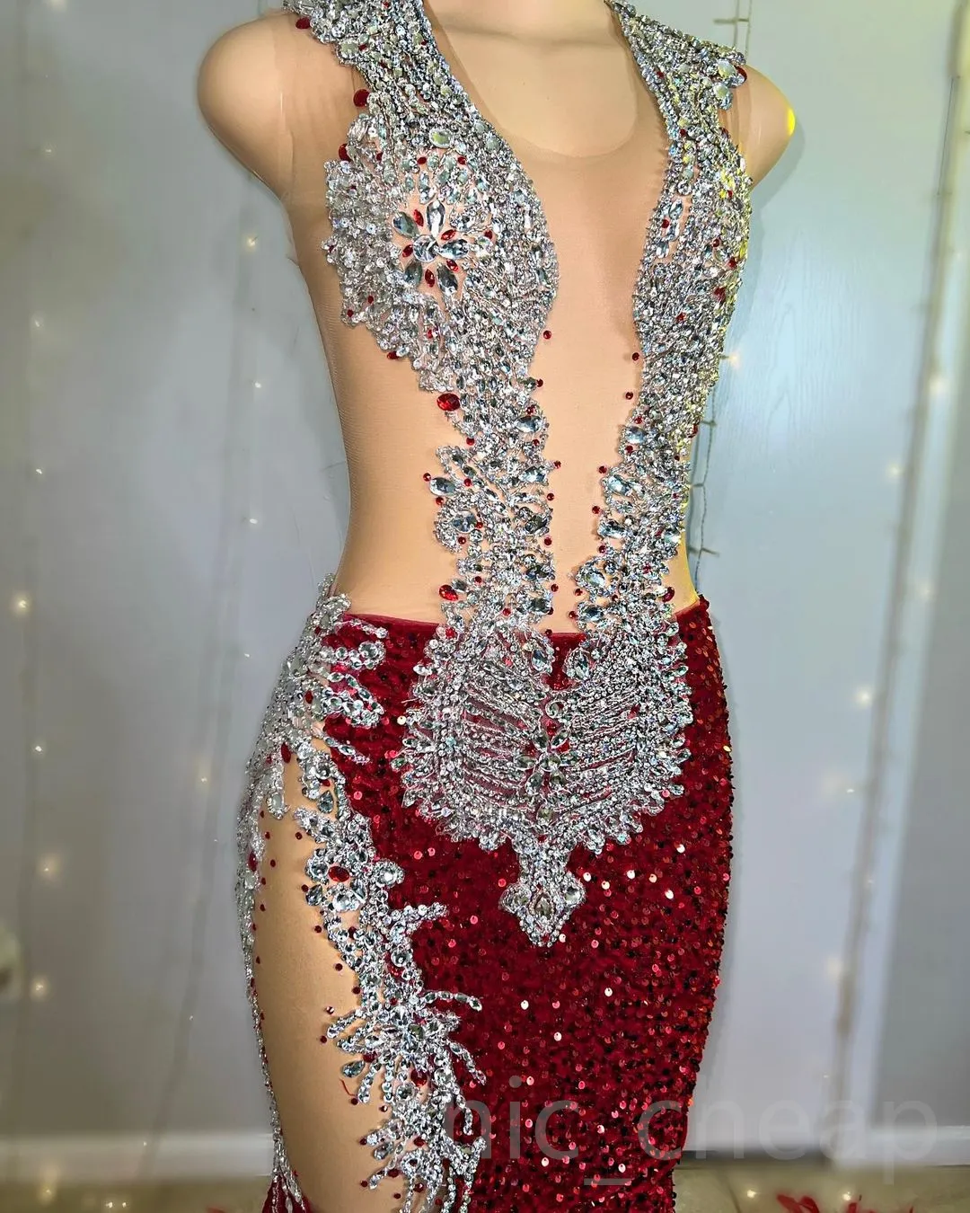 2023 Arabic Aso Ebi Red Mermaid Prom Dress Beaded Cystals Feather Evening Formal Party Second Reception Birthday Engagement Gowns Dresses Robe De Soiree ZJ2444