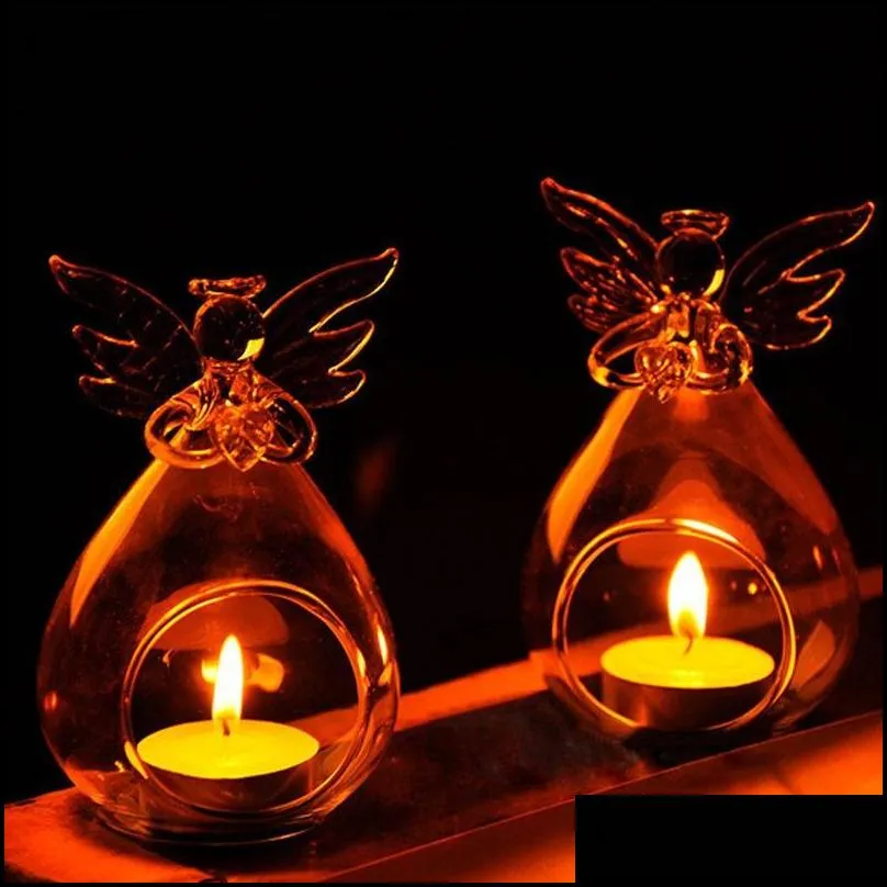 romantic transparent angel christmas hanging tealight holder glass terrarium glass globe candle holder candlestick wedding bar decor