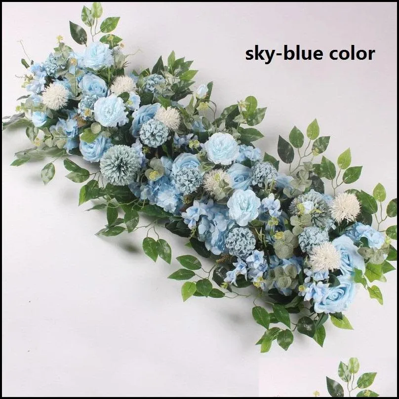 50cm diy artificial arch flowers row acanthosphere rose eucalyptus wedding decor rose peony hydrangea plant ornament