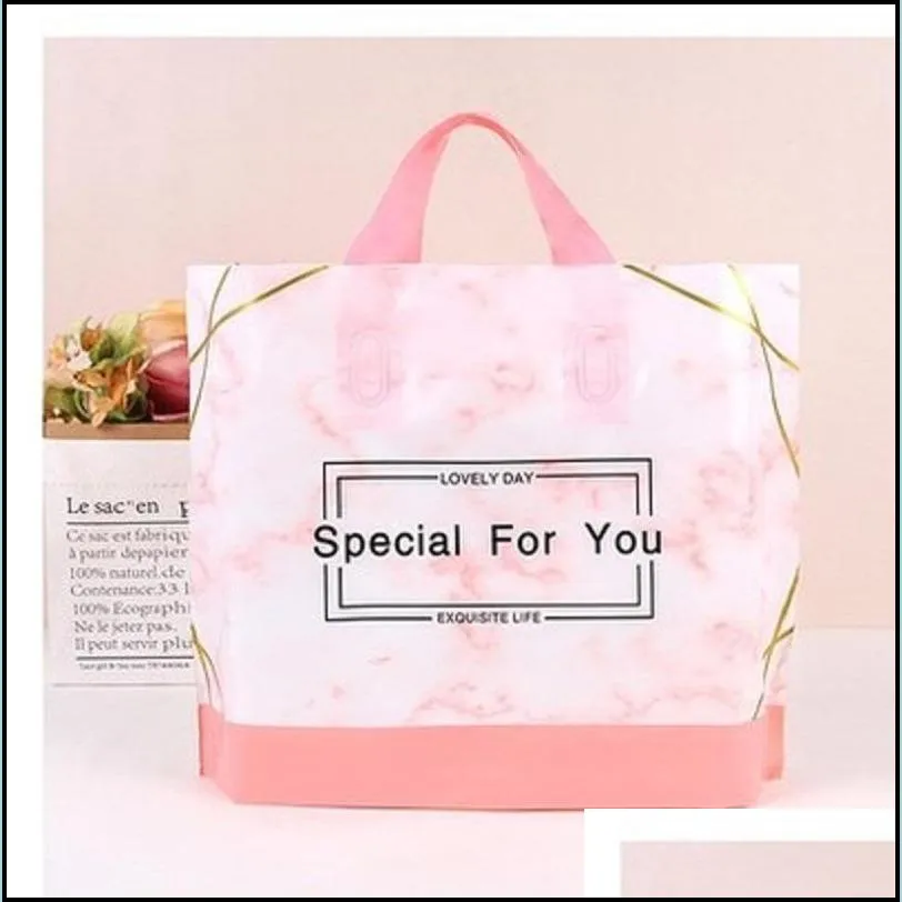 plastic clothing bag with handle shopping package bag thank you special for your transparent plastic gift bag cartoon printed gift