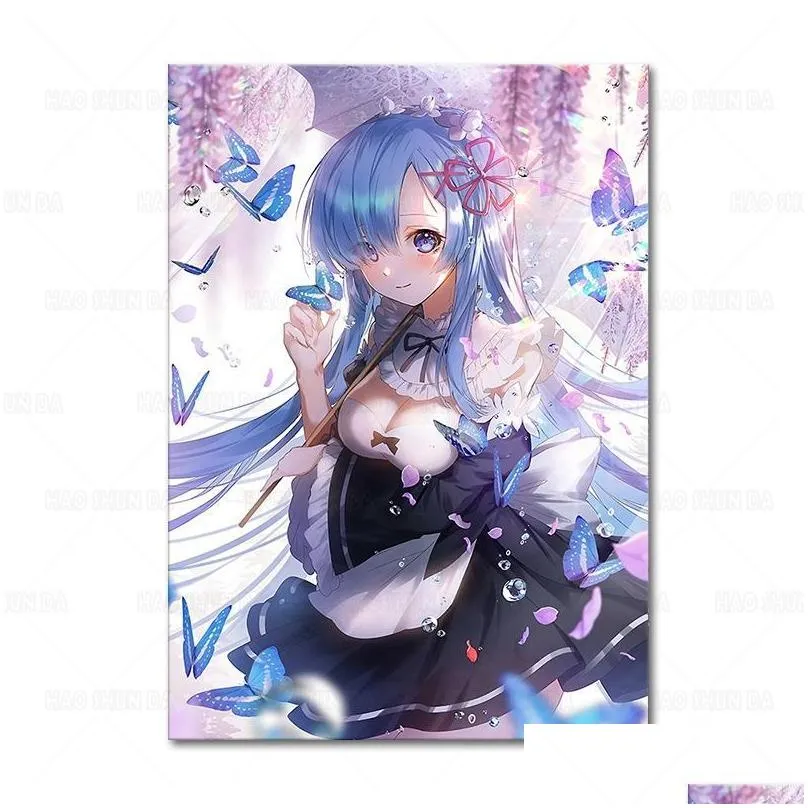 paintings re zero rem japan classic one piece wall art canvas painting nordic poster anime print hd pictures living girls room decor