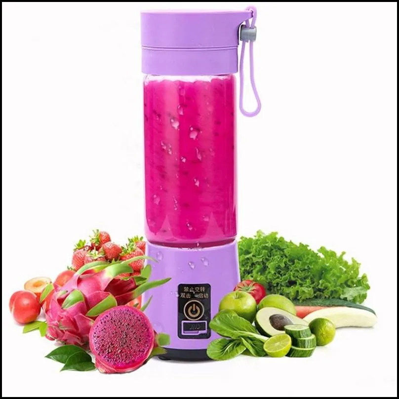 electric juicer portable 4 blender rechargeable usb fruit vegetable tools personal blender 380ml outdoor juicers