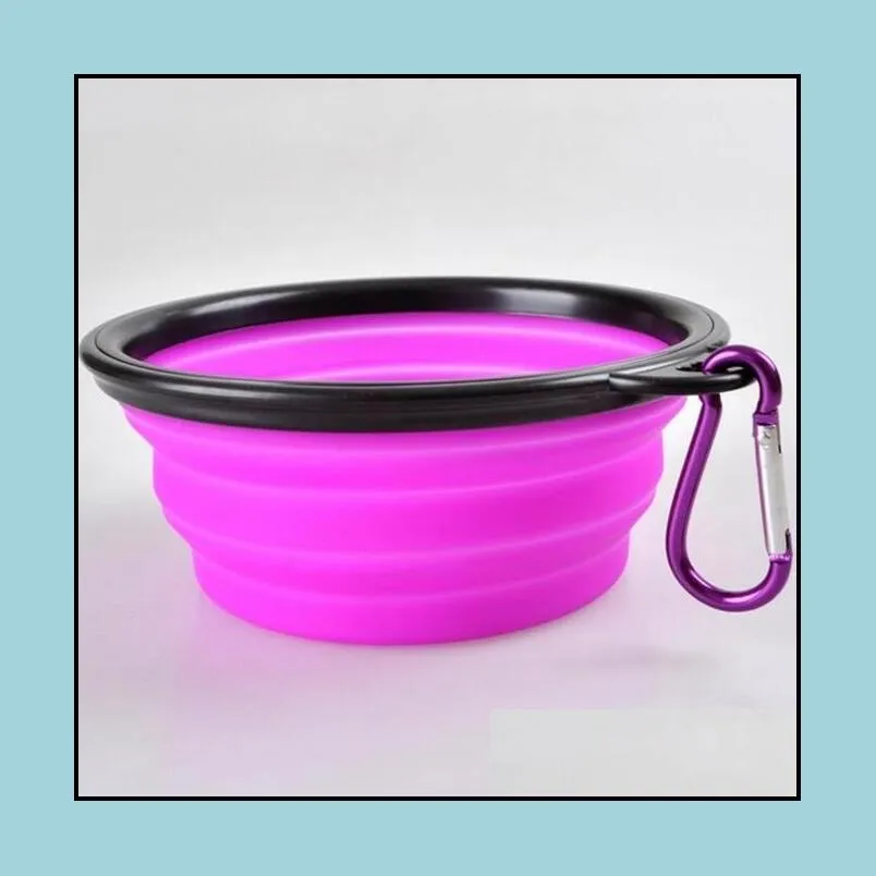 pet dog bowls folding portable dog food container silicone pet bowl puppy collapsible bowls pet feeding bowls with climbing buckle