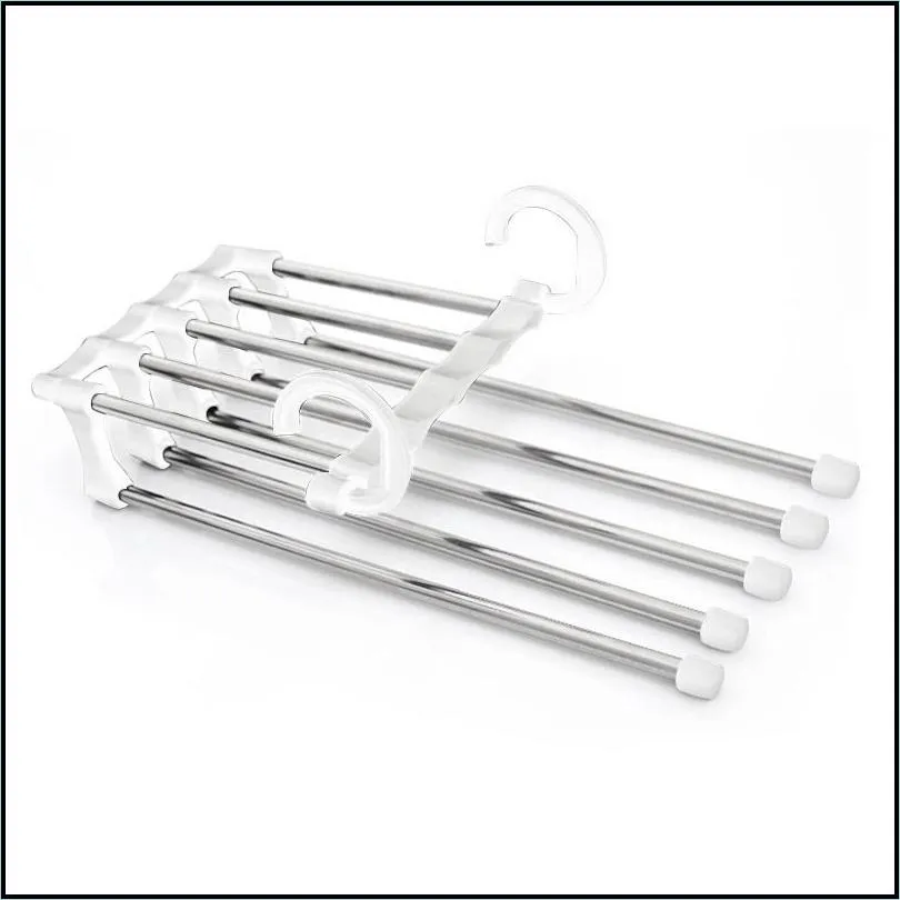 magic clothes hanger stainless steel tube pants rack retractable clothes trouser holder storage hanger home organizer