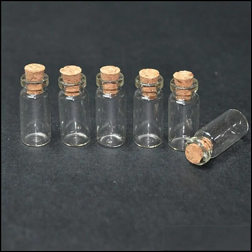 mini bayonet glass bottles with cork transparent wishing bottles 12x28x6 mm 1.4ml little glass jars pendants