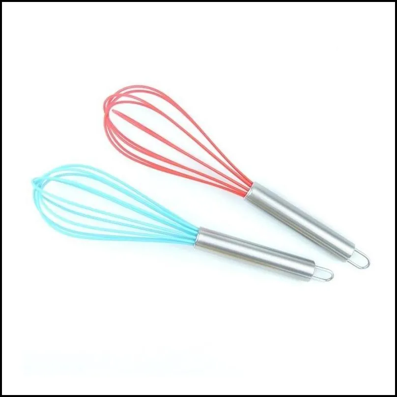 creative kitchen tool wire whisk stirrer mixer egg beater colorful silicone egg whisk stainless steel handle