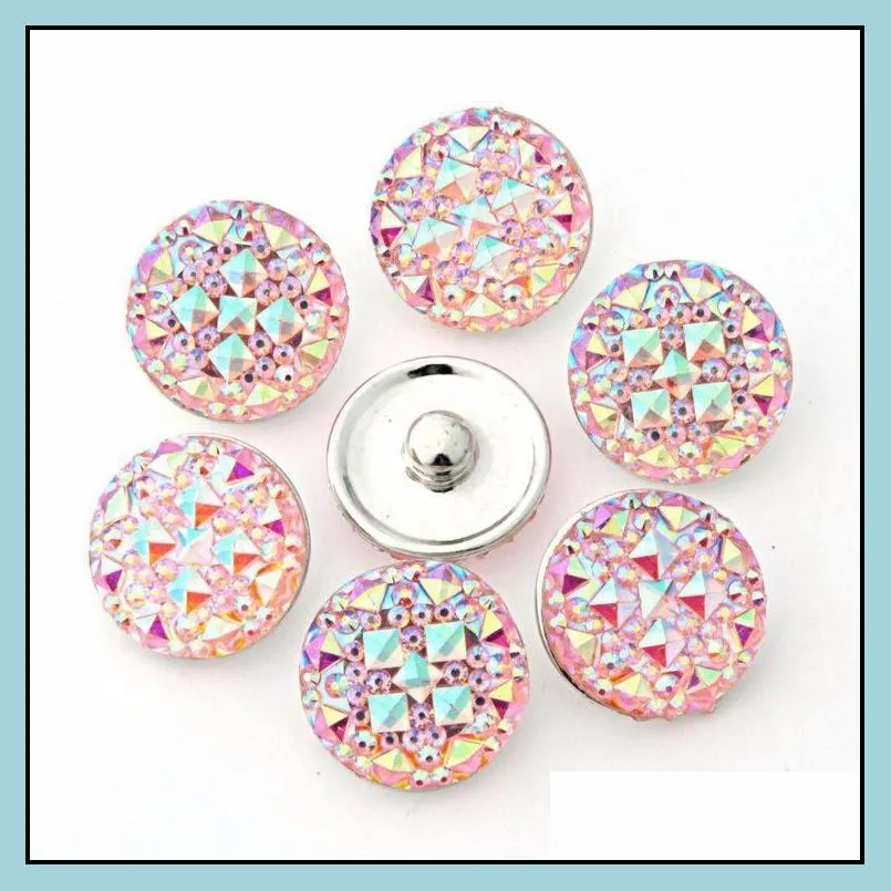50pcs/lot seven color round resin ginger snaps round glass snaps bracelets fit 18mm snaps buttons jewelry