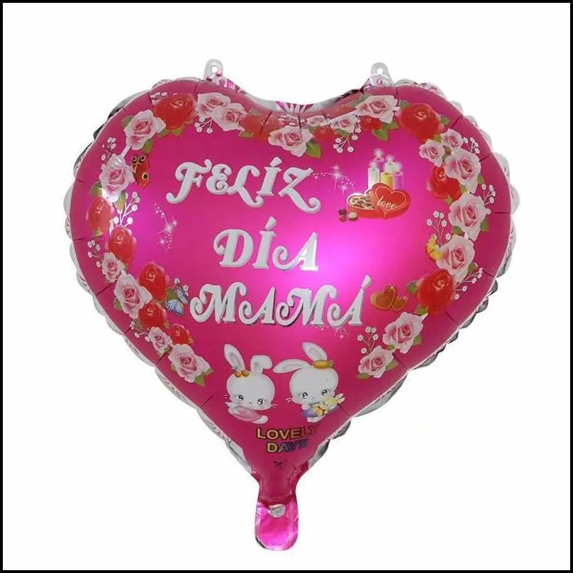 happy mothers day balloons 18 inch foil love shaped mothers day balloon english spanish mylar helium balloons