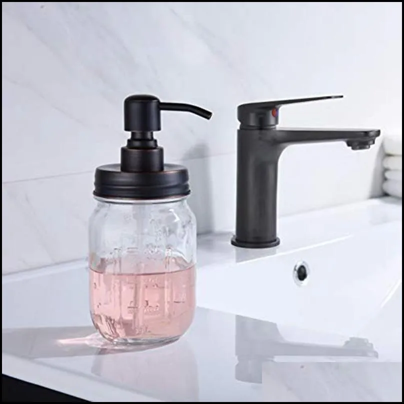 black mason liquid soap dispenser jar lids rust proof stainless steel bathroom shampoo soaps lotion pump lids no jars