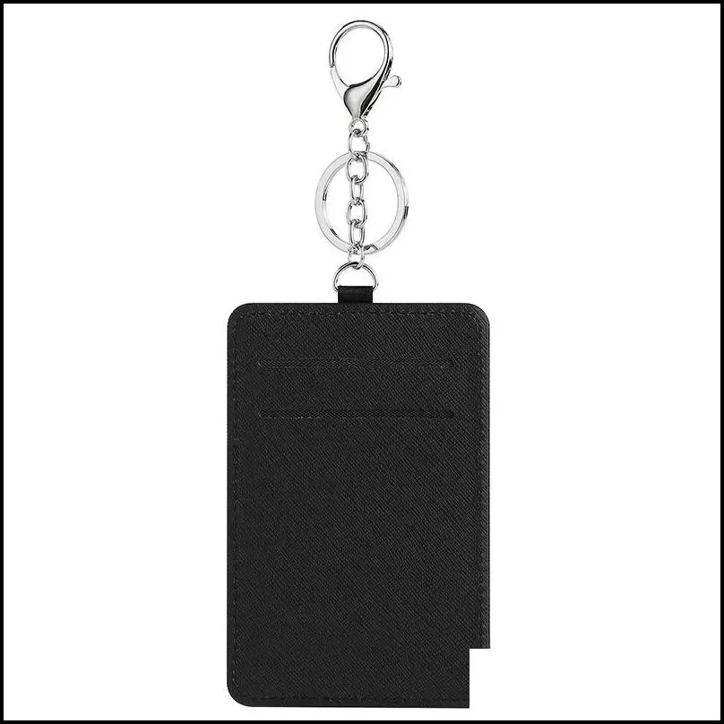 sublimation keychain wallet holder sundries pu leather id badge card holders blocking pocket for offices school id driver licence