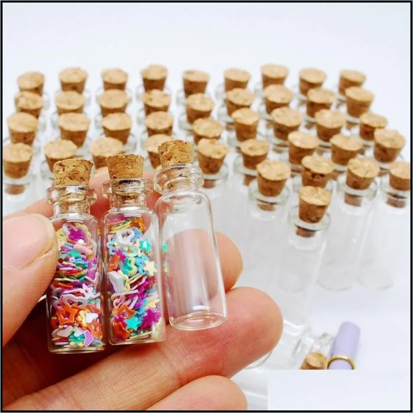 mini bayonet glass bottles with cork transparent wishing bottles 12x28x6 mm 1.4ml little glass jars pendants
