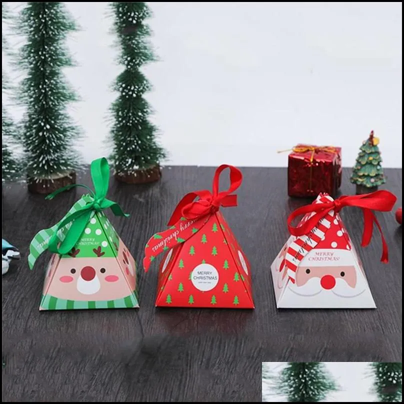 merry christmas candy bags christmas tree gift box xmas pyramid paper candy box wedding candy cookie storage bag